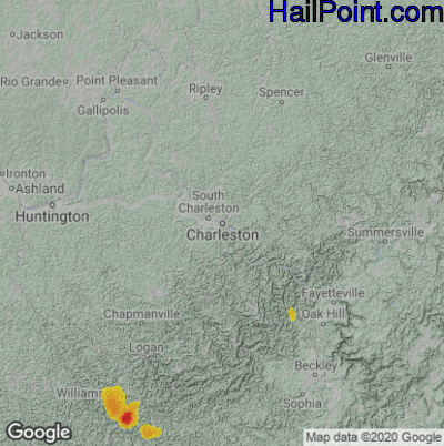 Hail Map Charleston, WV June 18, 2024 