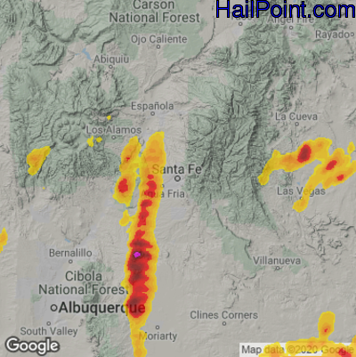 Hail Map for Sante Fe, NM Region on June 19, 2024