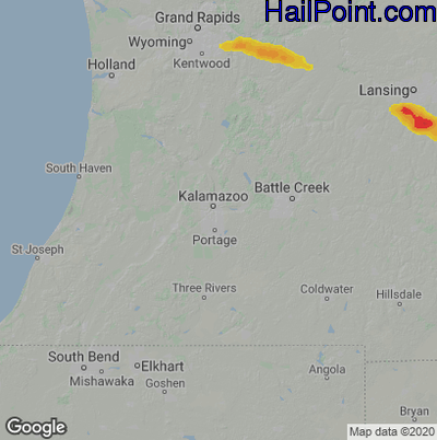Hail Map for Kalamazoo, MI Region on June 20, 2024 