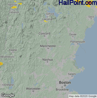 Hail Map for Manchester, NH Region on June 20, 2024
