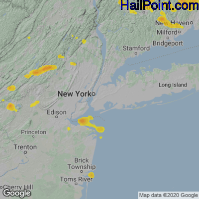 Hail Map for New York, NY Region on June 22, 2024