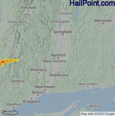 Hail Map for Hartford, CT Region on June 23, 2024