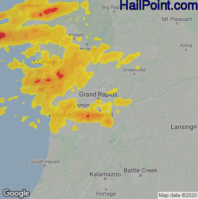 Hail Map for Grand Rapids, MI Region on June 25, 2024