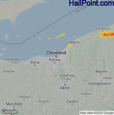 Hail Map for Cleveland, OH Region on June 26, 2024 