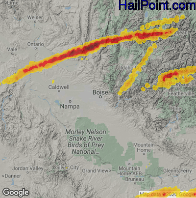 Hail Map for Boise, ID Region on June 26, 2024
