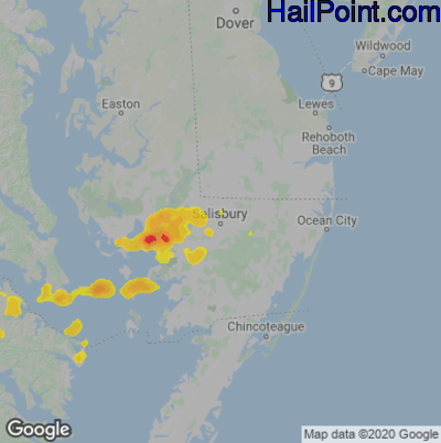 Hail Map for Salisbury., MD Region on June 26, 2024