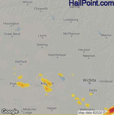 Hail Map Hutchinson, KS June 30, 2024 