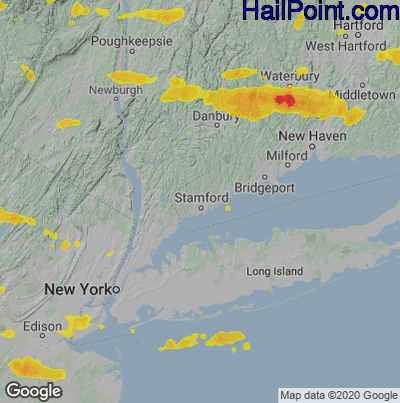 Hail Map for Stamford, CT Region on June 30, 2024