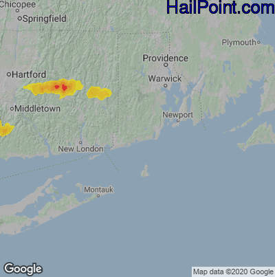 Hail Map for Charlestown, RI Region on June 30, 2024