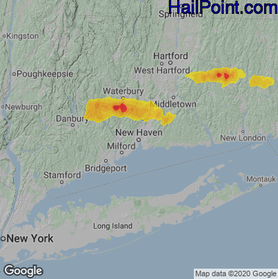 Hail Map for New Haven, CT Region on June 30, 2024