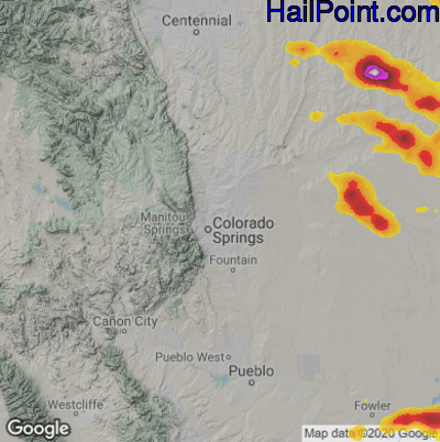Hail Map for Colorado Springs, CO Region on July 3, 2024