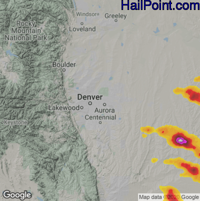 Hail Map for Denver, CO Region on July 3, 2024