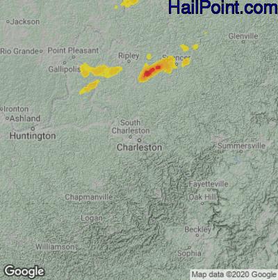 Hail Map Charleston, WV July 05, 2024 