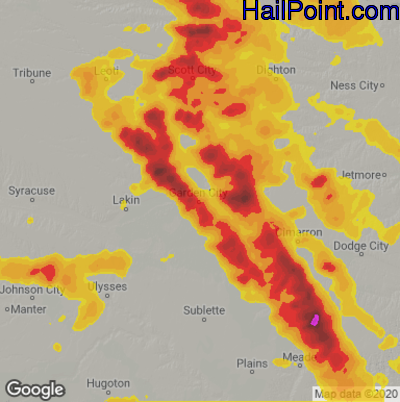 Hail Map for Garden City, KS Region on July 6, 2024