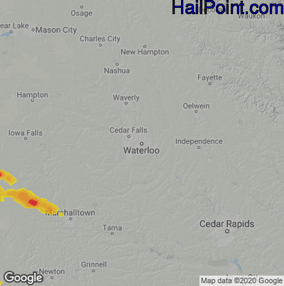 Hail Map for Waterloo, IA Region on July 7, 2024