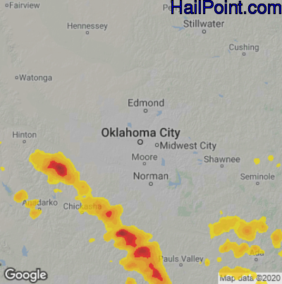 Hail Map Oklahoma City, OK July 07, 2024 