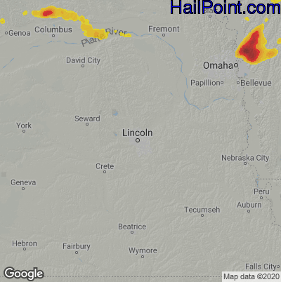 Hail Map for Lincoln, NE Region on July 7, 2024 