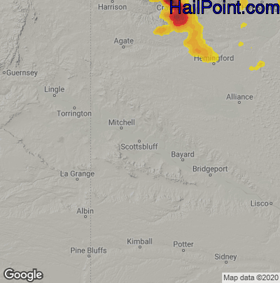 Hail Map for Scottsbluff, NE Region on July 13, 2024 