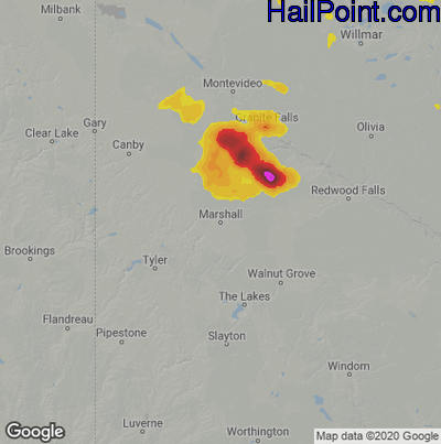 Hail Map for Marshall, SD Region on July 13, 2024