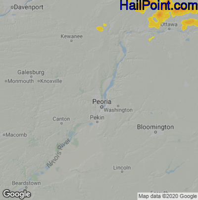 Hail Map for Peoria, IL Region on July 13, 2024