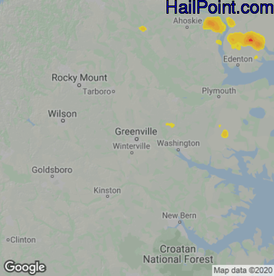 Hail Map for Greenville, NC Region on July 14, 2024