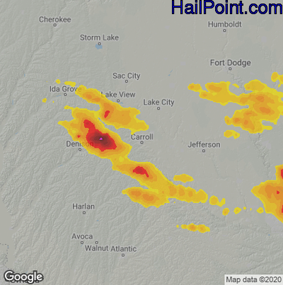 Hail Map for Carroll, IA Region on July 15, 2024