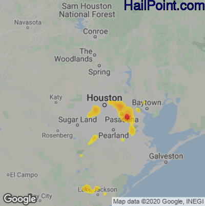 Hail Map for Houston, TX Region on July 17, 2024 