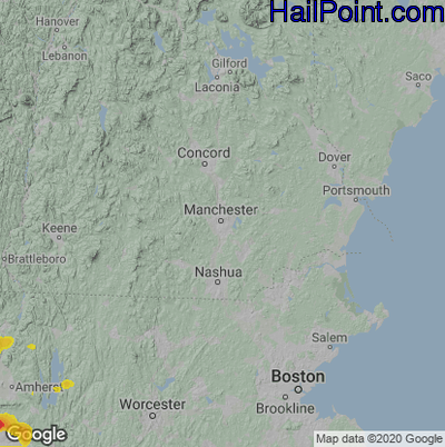 Hail Map for Manchester, NH Region on July 17, 2024