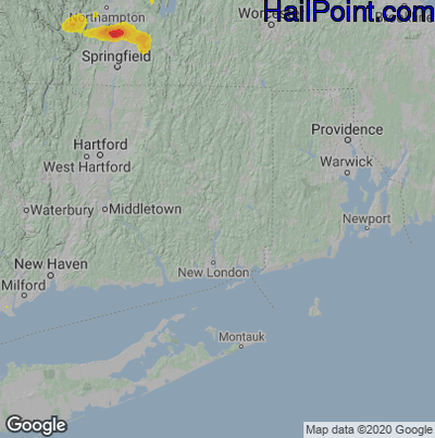 Hail Map for Norwich, CT Region on July 17, 2024