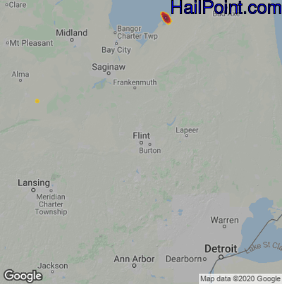 Hail Map for Flint, MI Region on July 20, 2024