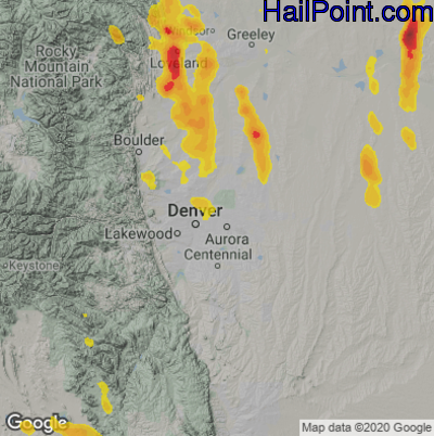 Hail Map for Denver, CO Region on July 20, 2024 