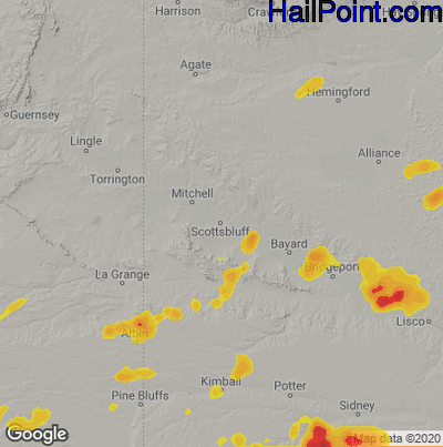 Hail Map for Scottsbluff, NE Region on July 27, 2024