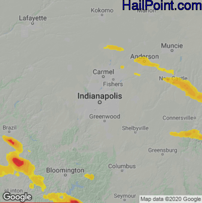 Hail Map for Indianapolis, IN Region on July 30, 2024 