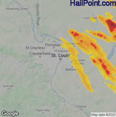 Hail Map for St. Louis, MO Region on July 30, 2024 