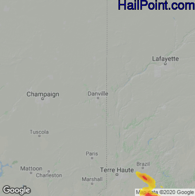 Hail Map for Danville, IL Region on July 30, 2024