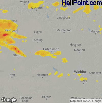 Hail Map Hutchinson, KS August 01, 2024 