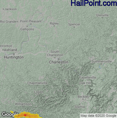 Hail Map Charleston, WV August 02, 2024 