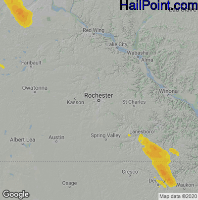 Hail Map Rochester, MN August 04, 2024 