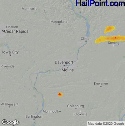 Hail Map for Davenport, IA Region on August 5, 2024