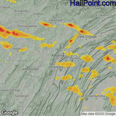 Hail Map for Altoona, PA Region on August 6, 2024 