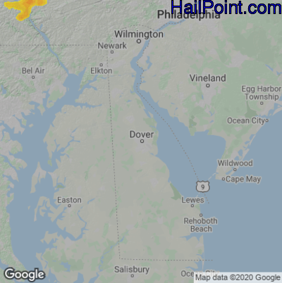 Hail Map Dover, DE August 06, 2024 