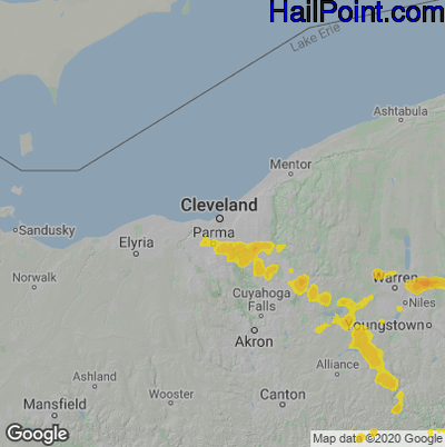 Hail Map for Cleveland, OH Region on August 6, 2024 