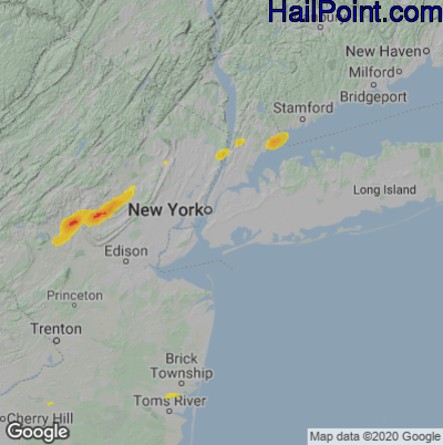 Hail Map for New York, NY Region on August 6, 2024
