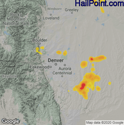 Hail Map for Denver, CO Region on August 6, 2024 