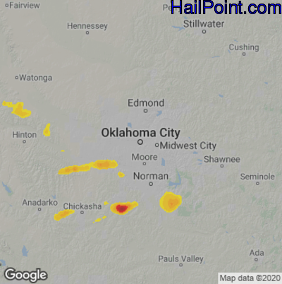 Hail Map Oklahoma City, OK August 11, 2024 