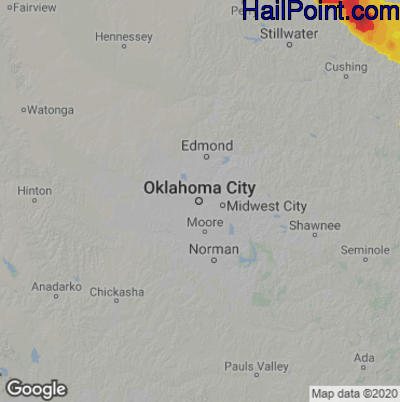 Hail Map Oklahoma City, OK August 12, 2024 