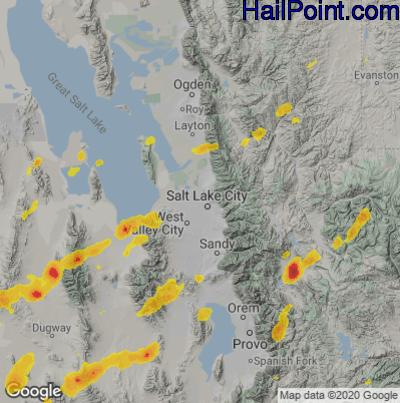 Hail Map for Salt Lake City, UT Region on August 12, 2024 