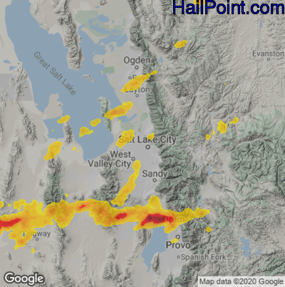 Hail Map for Salt Lake City, UT Region on August 13, 2024