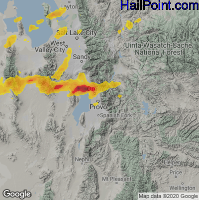 Hail Map for Provo, UT Region on August 13, 2024