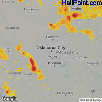 Hail Map Oklahoma City, OK August 15, 2024 